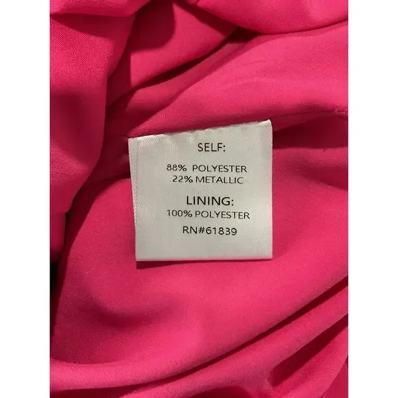 Teri Jon Jacquard Hot Pink One Shoulder Ruffle Dress Size 6 - Picture 5 of 6